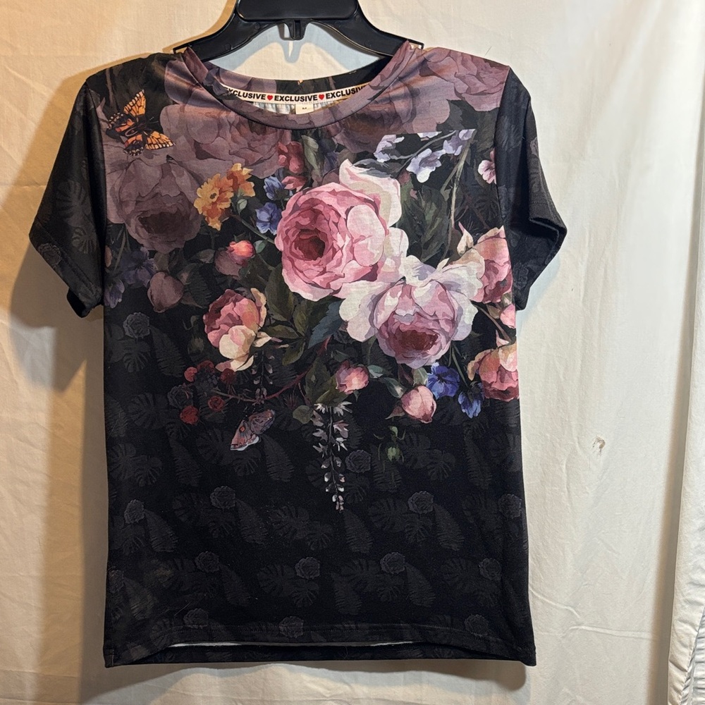 Floral Black T-Shirt